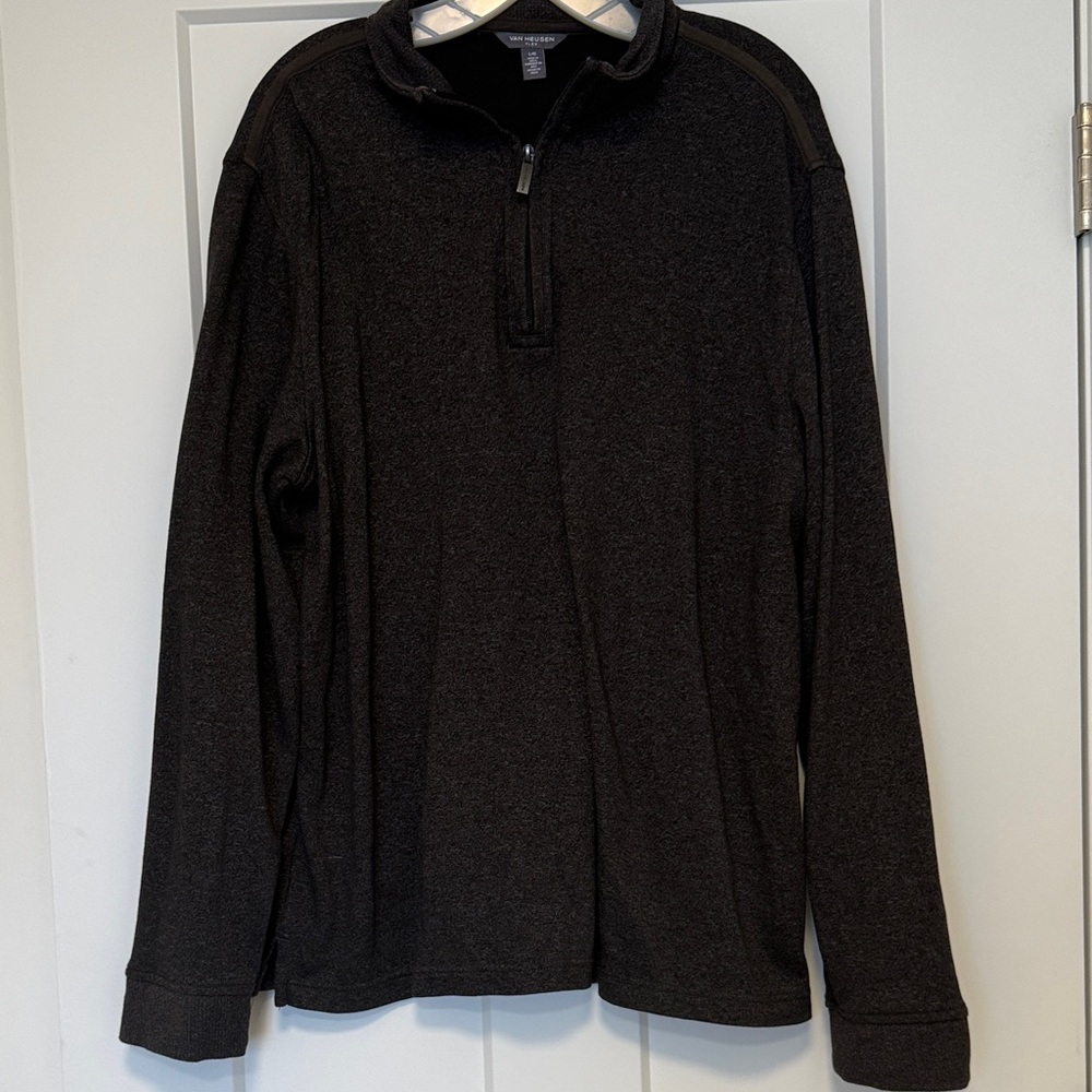 Men's Gray/Brown Quarter-Zip Sweater